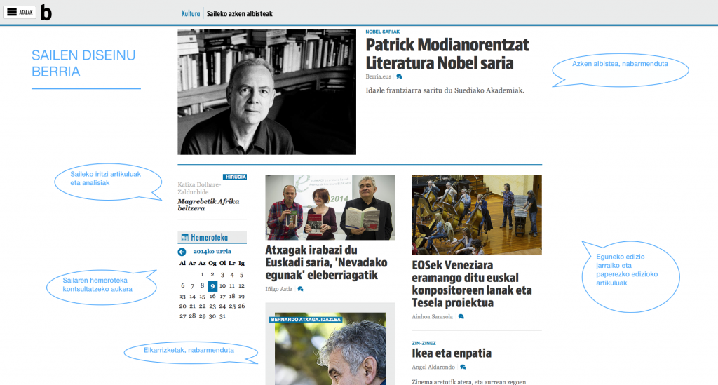 Egitura eta funtzionalitate berriak landu dira webguneko sailak birdisenaitzean.