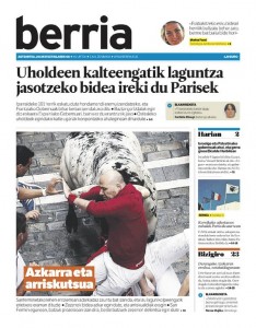 Berriaren uztailaren 8ko azala, nik hainbat egun lehenago iragarritako lerroburuarekin: "Azkarra eta arriskutsua"