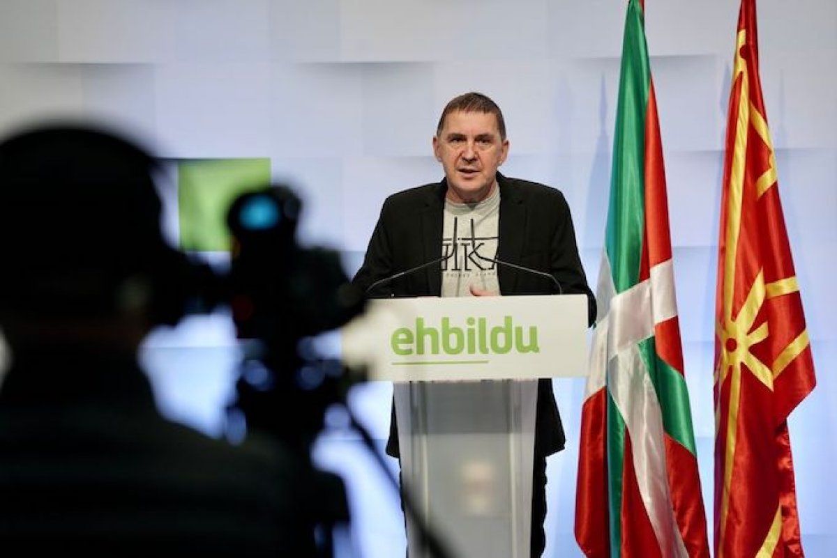 Arnaldo Otegi, gaurko agerraldian. EH BILDU