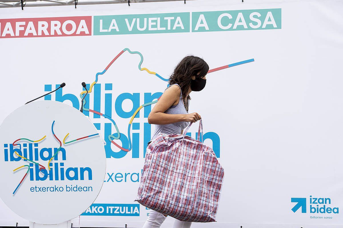 Euskal presoen aldeko mobilizazio bat, uztail hasieran, Iruñean. IÑIGO URIZ / FOKU