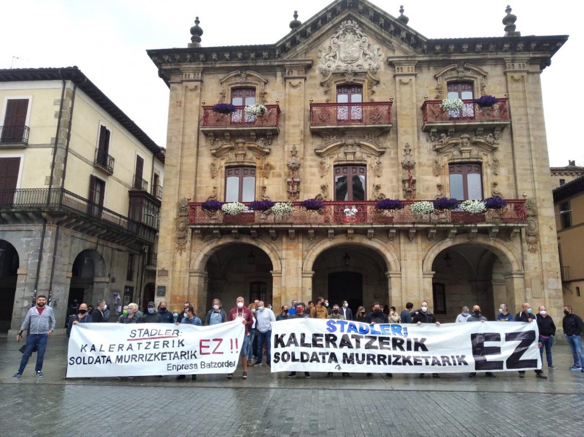 Stadlerreko langileen protesta bat, aurreo asteetan. LAB