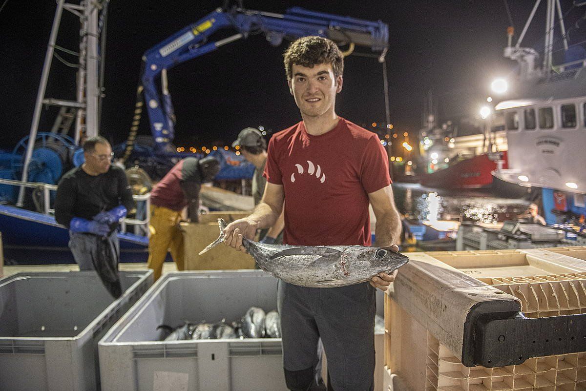 Hegaluzea deskargatzen Getariako portuan, artxiboko irudian. GORKA RUBIO / FOKU