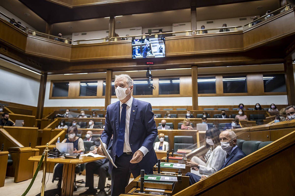 Iñigo Urkullu lehendakaria, gaur, Eusko Legebiltzarreko saioan. JAIZKI FONTANEDA/ FOKU