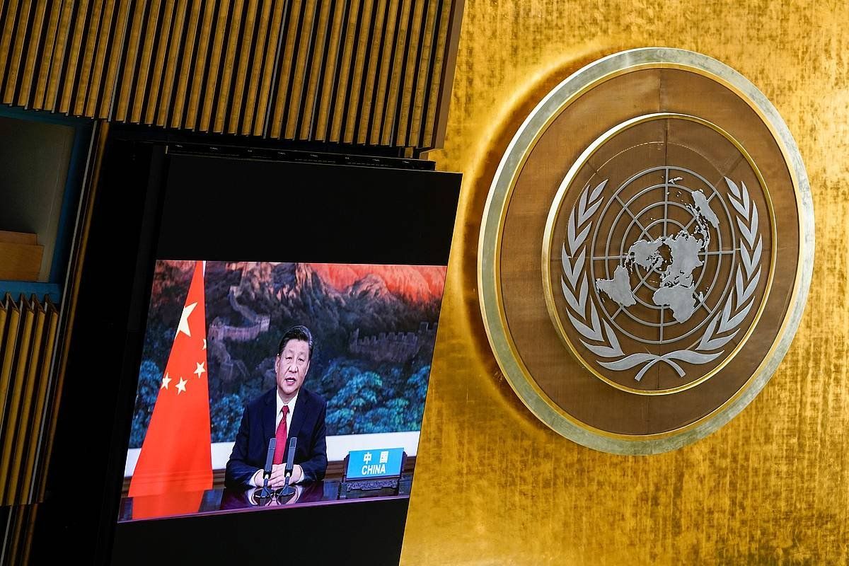 Txinako presidente Xi Jinping, NBEren batzar orokorrean. MARY ALTAFFER, EFE