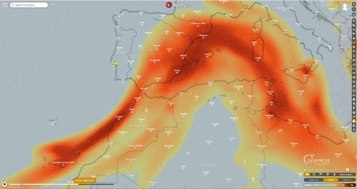 Copernicusek sareetan zabaldutako mapa. @COPERNICUSEU