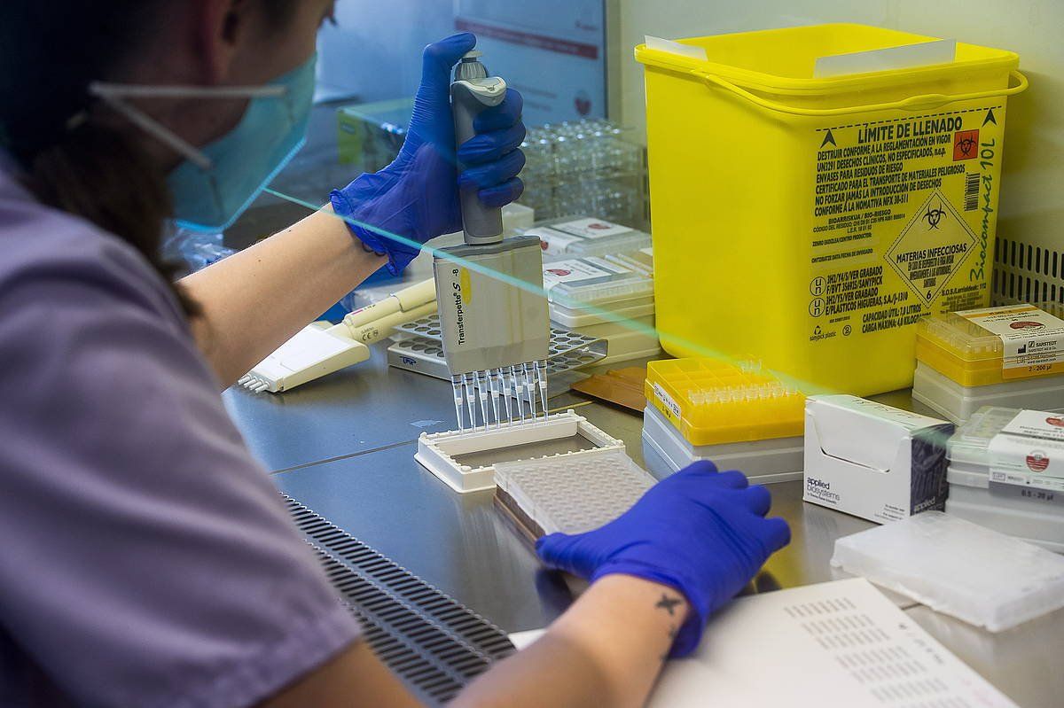 PCR probak Gurutzetako ospitaleko laborategi batean. LUIS JAUREGIALTZO/ FOKU