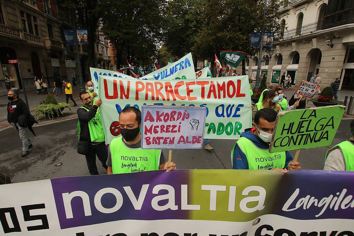 Novaltiako grebalarien manifestazioa, irailean, Bilbon. FOKU