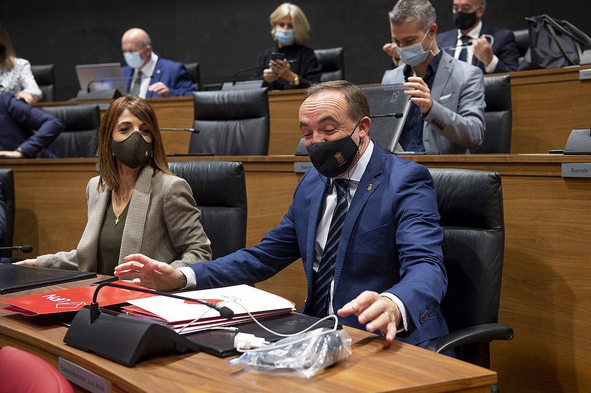 Javier Esparza, gaurko eztabaida parlamentarioan. IÑIGO URIZ / FOKU