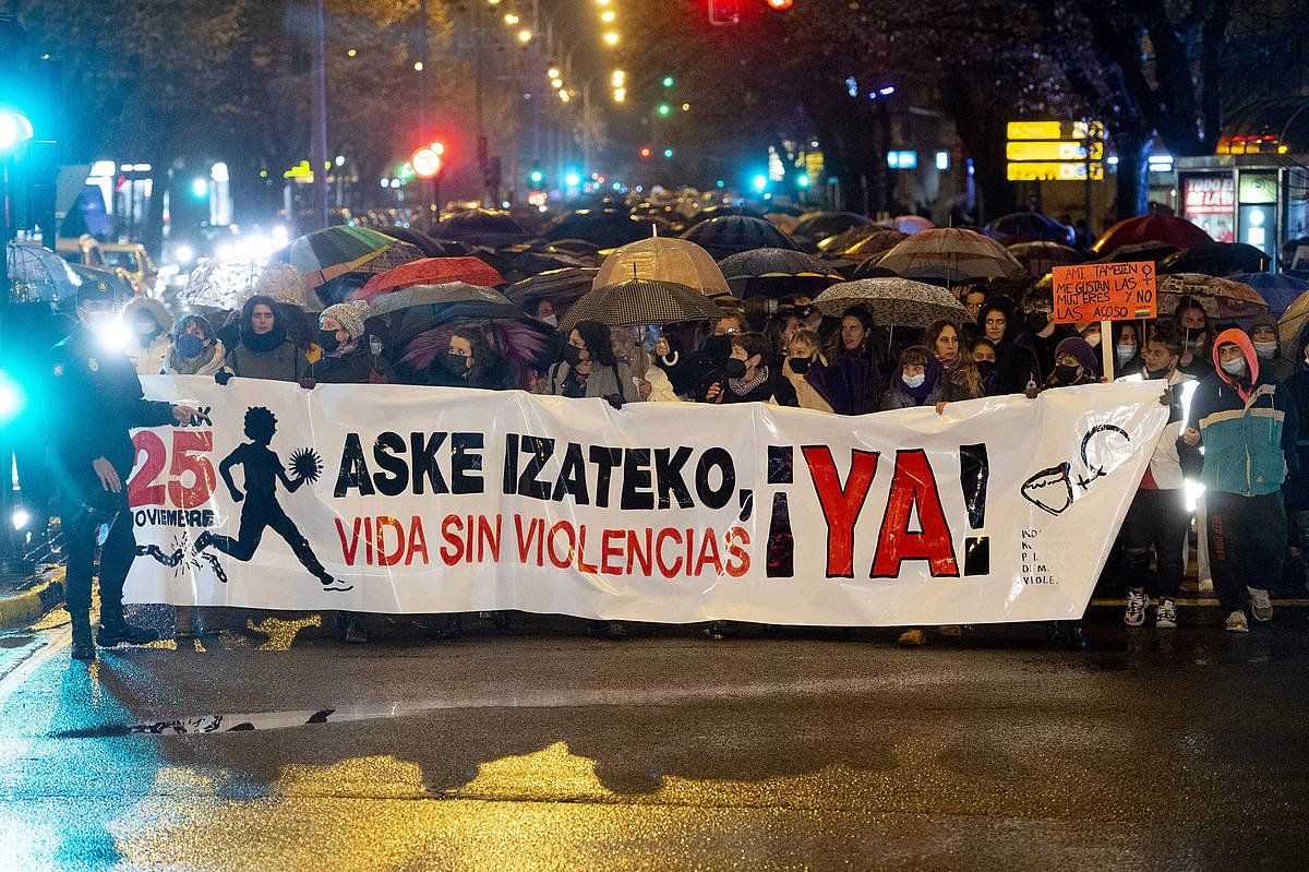 Indarkeria matxistaren kontrako manifestazioa Iruñean, joan den azaroaren 25ean. IñIGO URIZ, FOKU