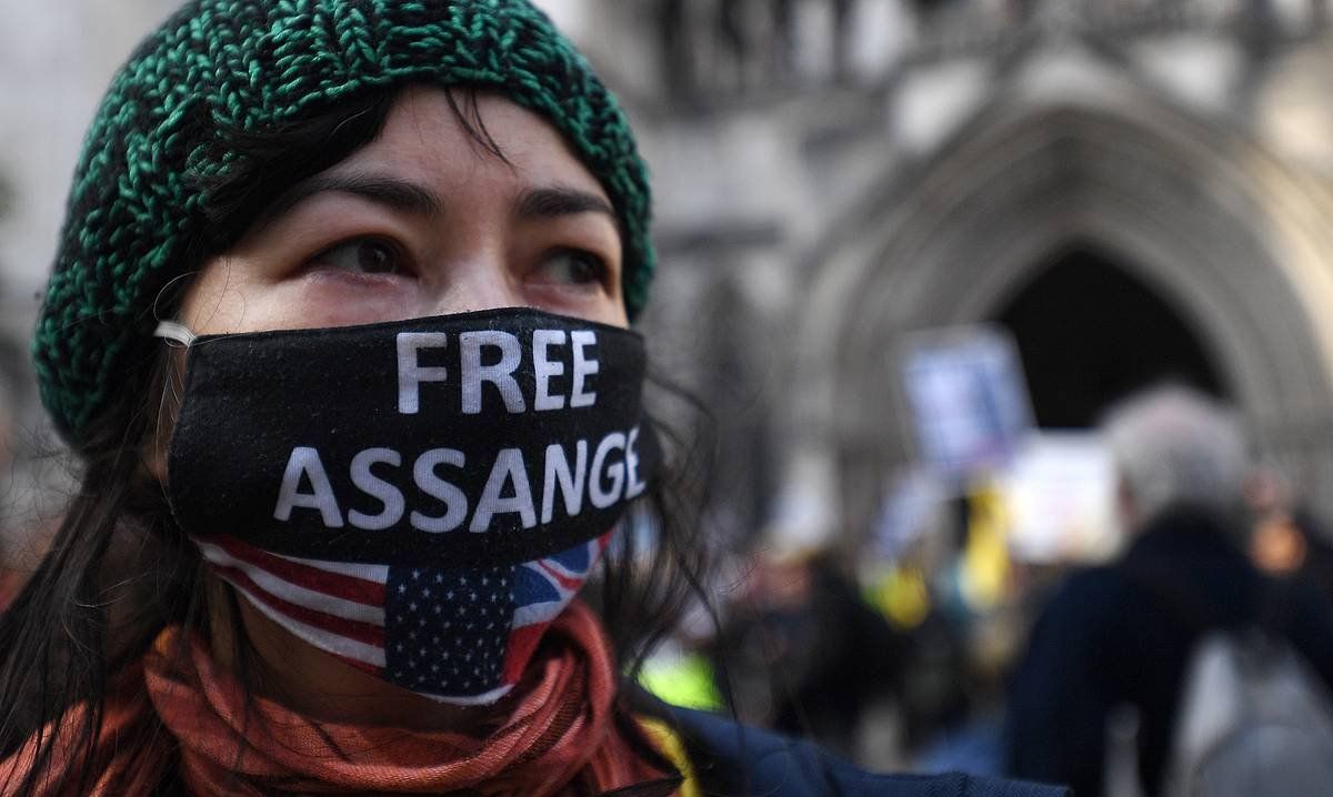 Julian Assange askatzeko eskatuz egindako manifestazio bat. ANDU RAIN, EFE