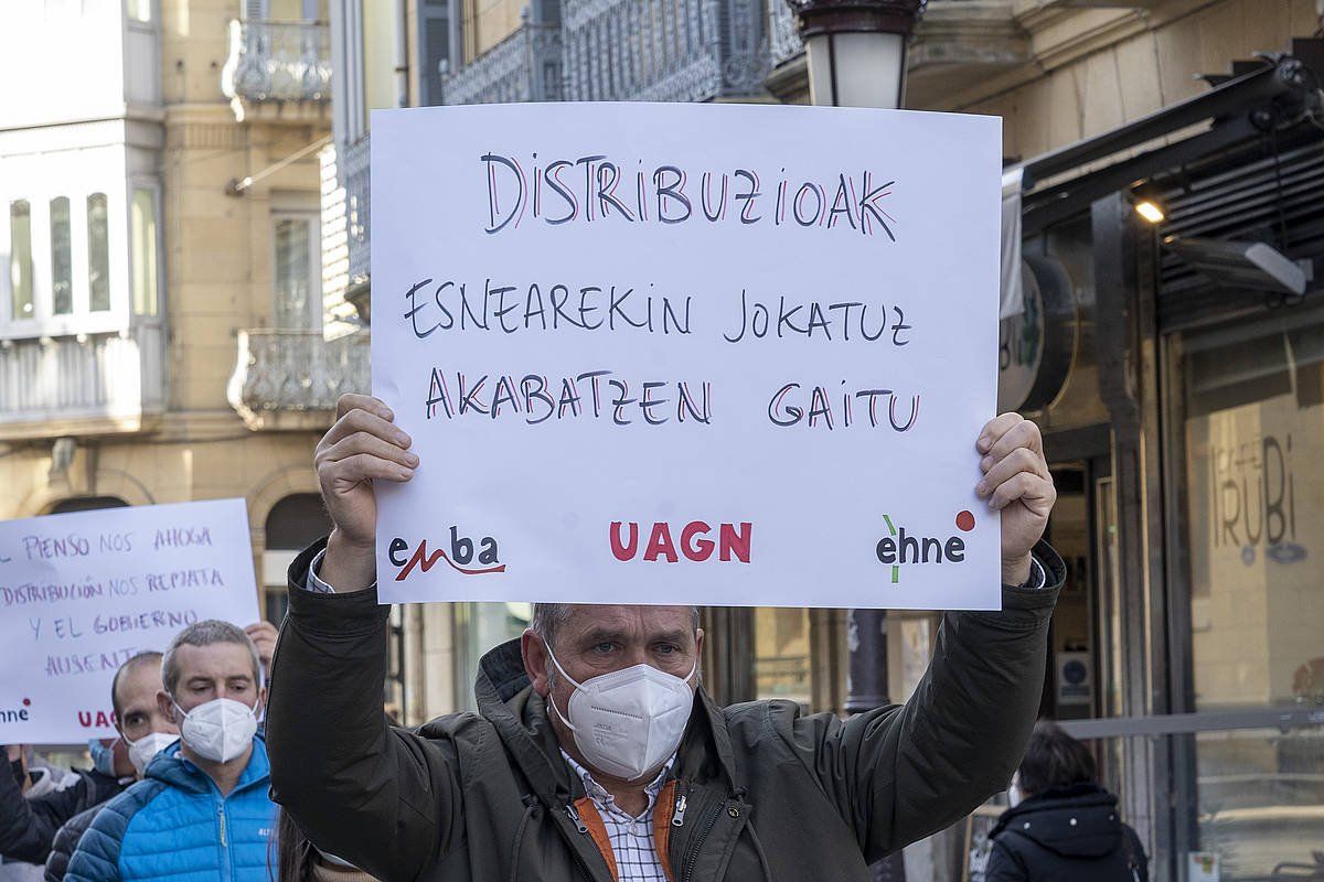 Nekazarien protesta, gaur, Donostian. GORKA RUBIO / FOKU