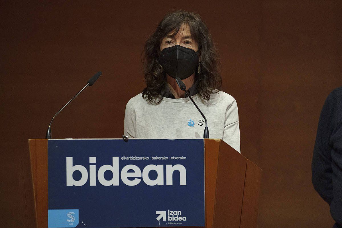 Arantza Aldezabal, gaur goizean, Euskalduna jauregian eginiko ekitaldian. ARITZ LOIOLA / FOKU