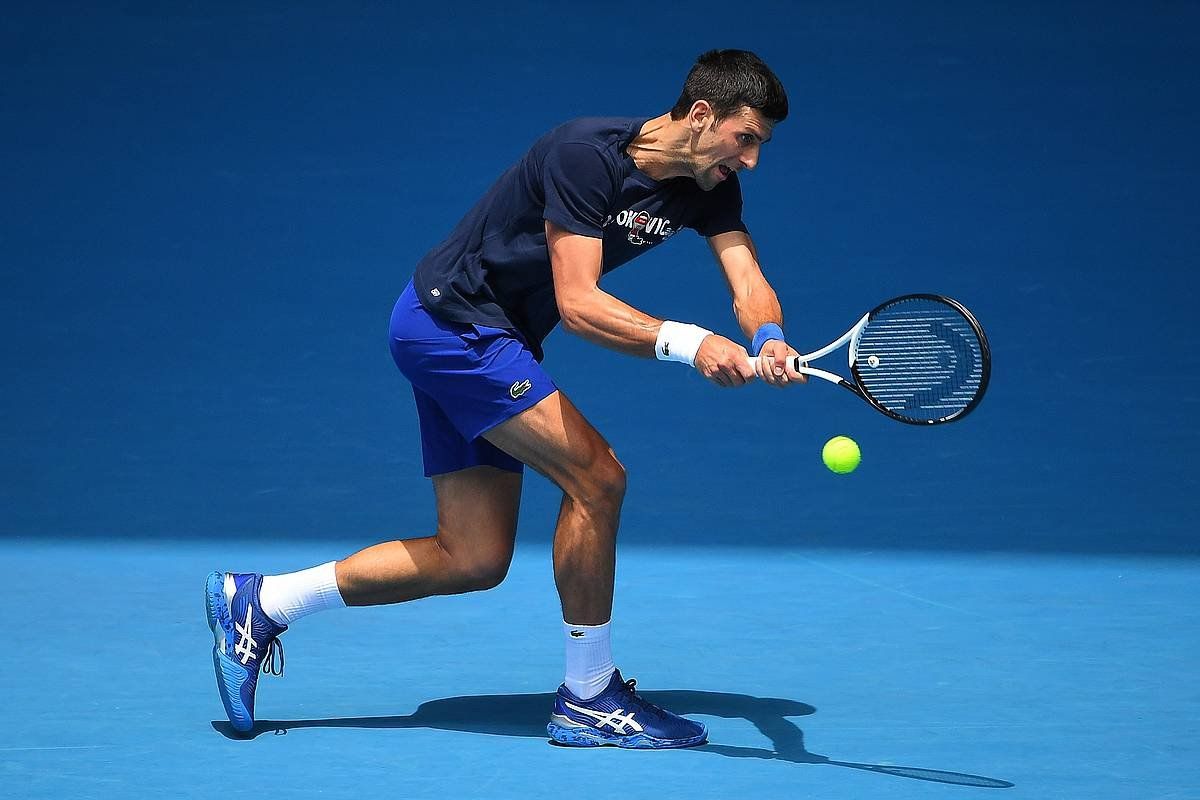 Novak Djokovic gaur, entrenamendu saio batean, Melbournen (Australia). JAMES ROSS / EFE