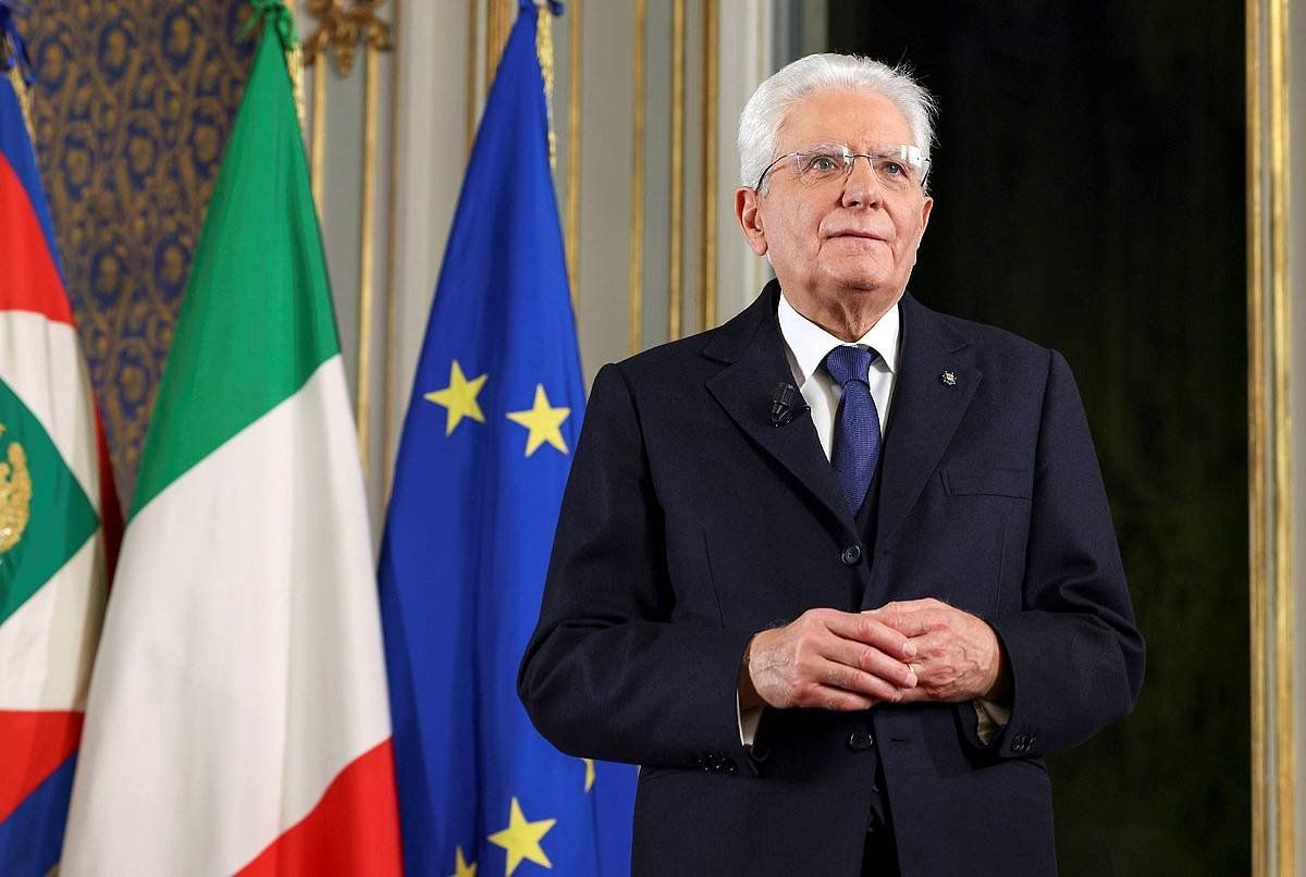 Sergio Mattarella, iazko Urtezahar eguneko hitzaldia ematen. PAOLO GIANDOTTI / EFE