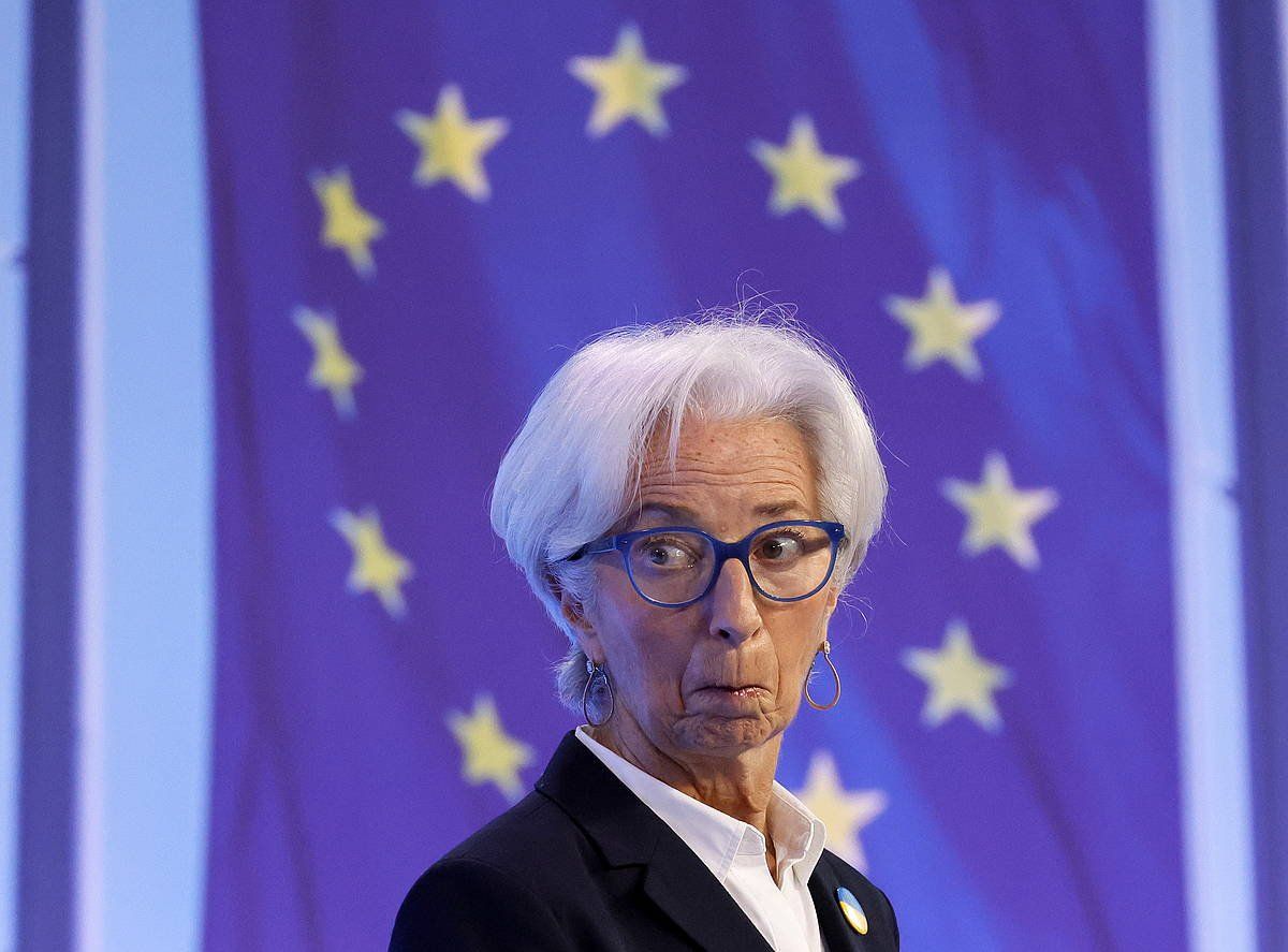 Christine Lagarde EBZko presidentea, gaur, Frankfurten. RONALD WITTEK / EFE