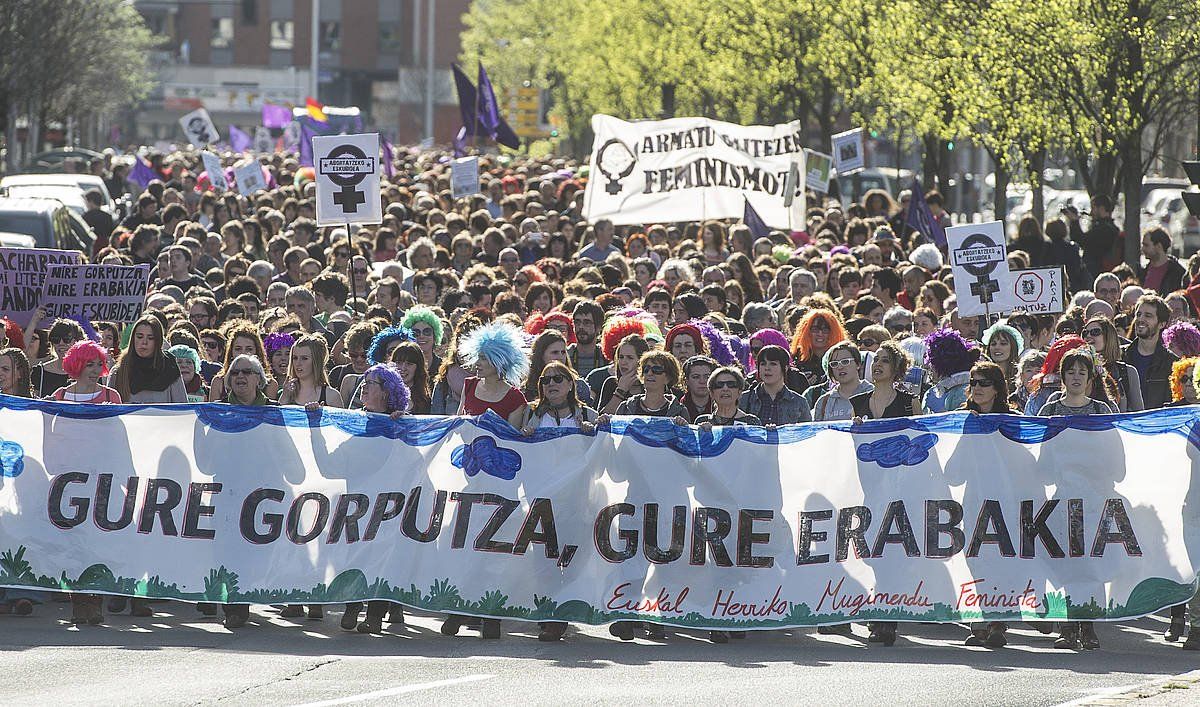 Abortu eskubidearen aldeko manifestazioa Iruñean, artxiboko irudi batean. JAGOBA MANTEROLA, FOKU
