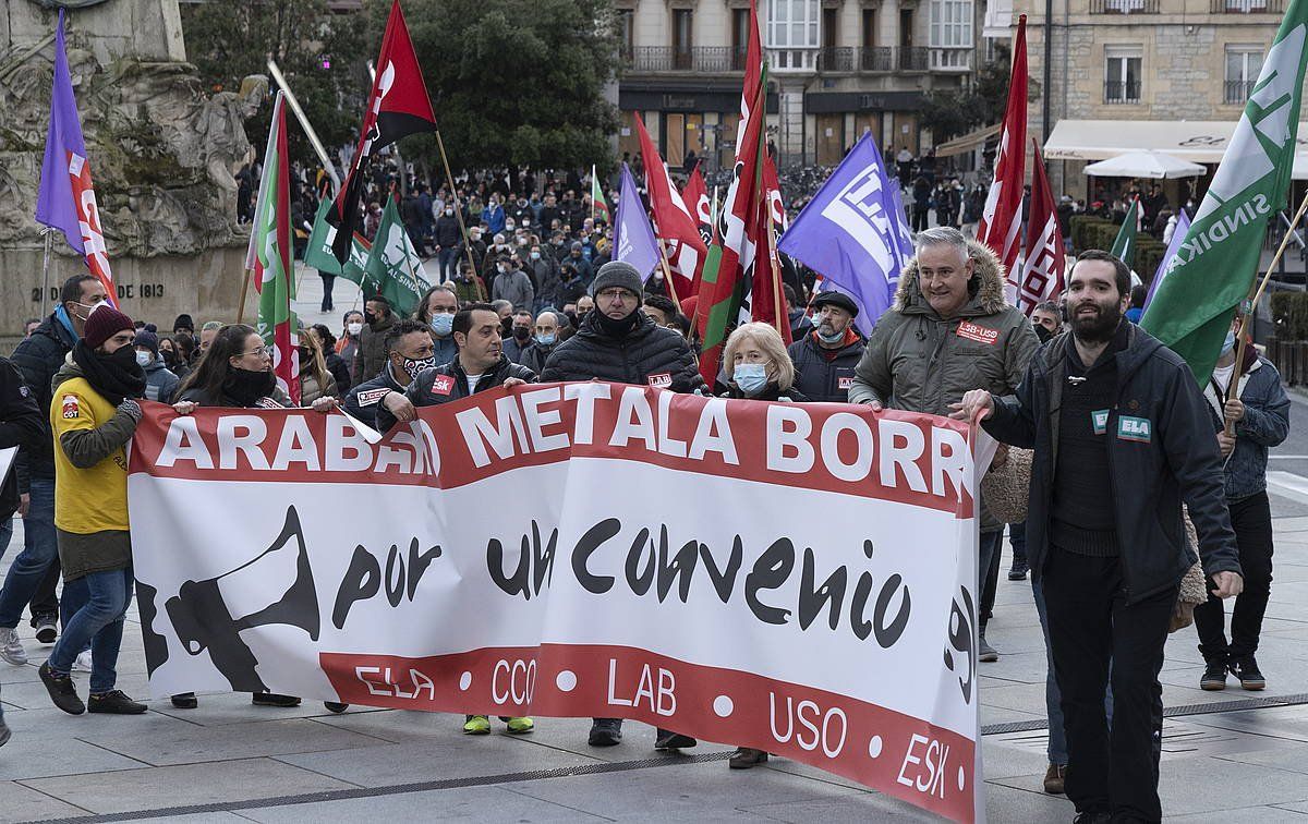 Arabako metalgintzako langileen protesta bat, aurten. RAUL BOGAJO / FOKU