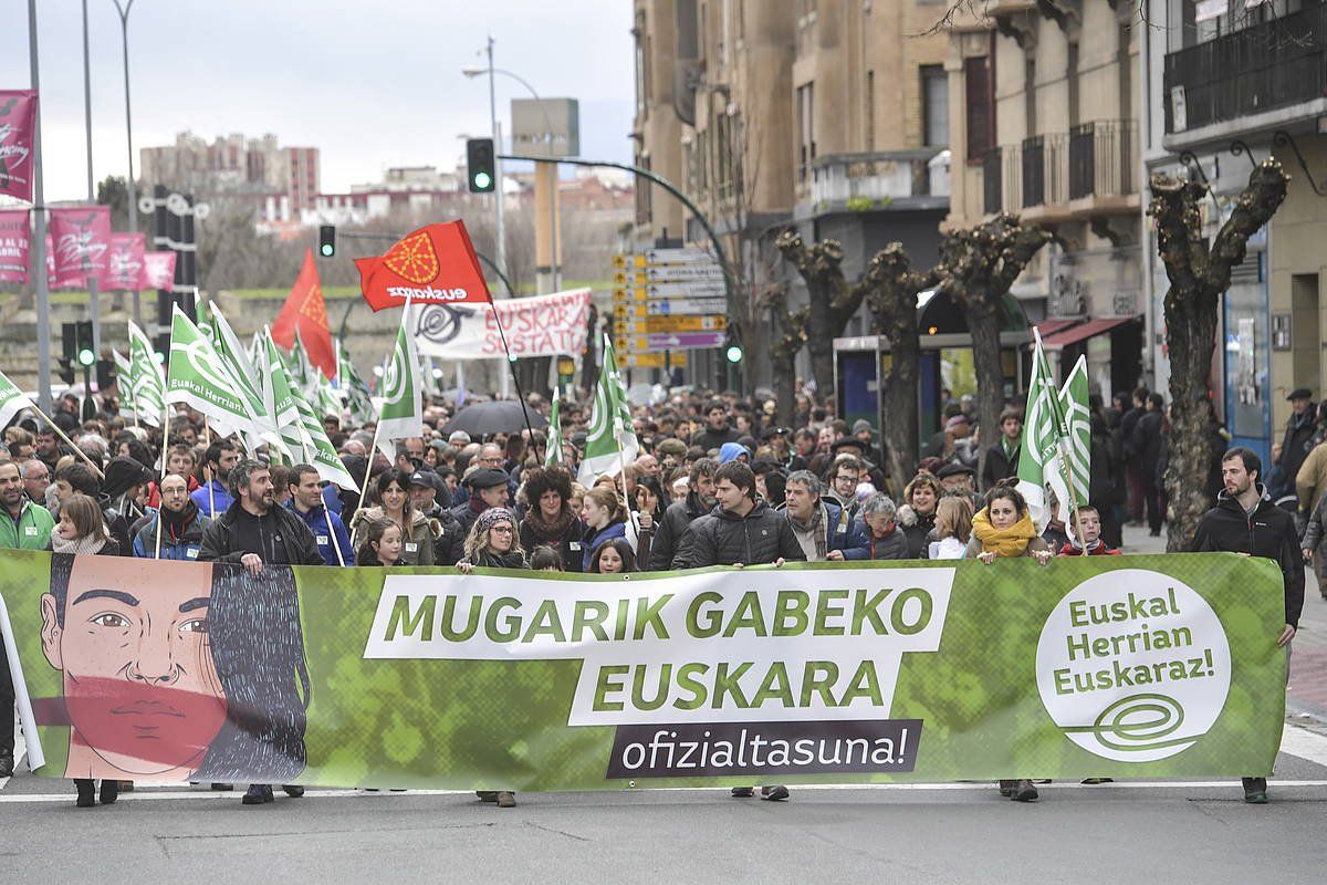 EHEk euskararen alde deitutako protesta bat, artxiboko irudian. IDOIA ZABALETA / FOKU