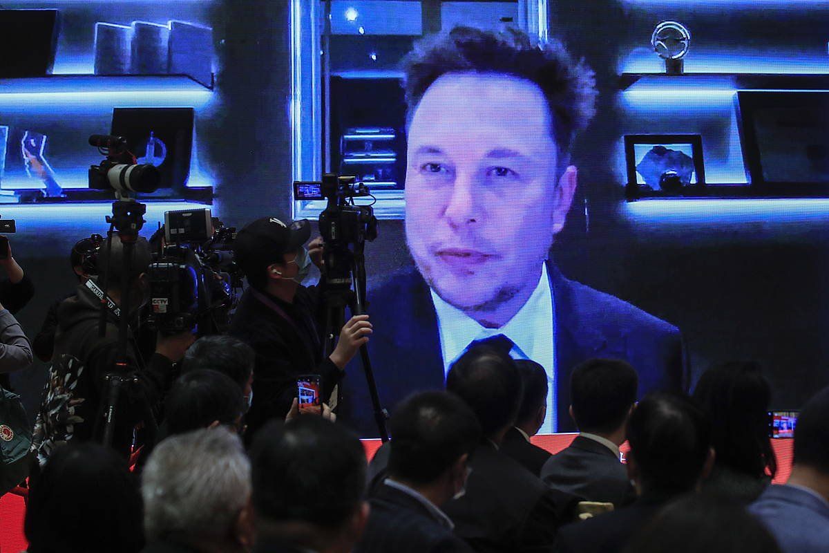 Elon MUsk bideokonferentzia batean. WU HONG (EFE)