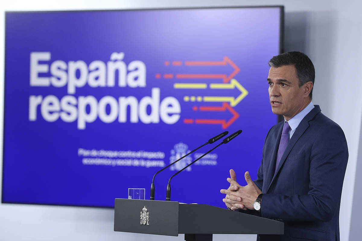 Pedro Sanchez, Ministro Kontseilu bereziaren osteko agerraldian. KIKO HUESCA / EFE