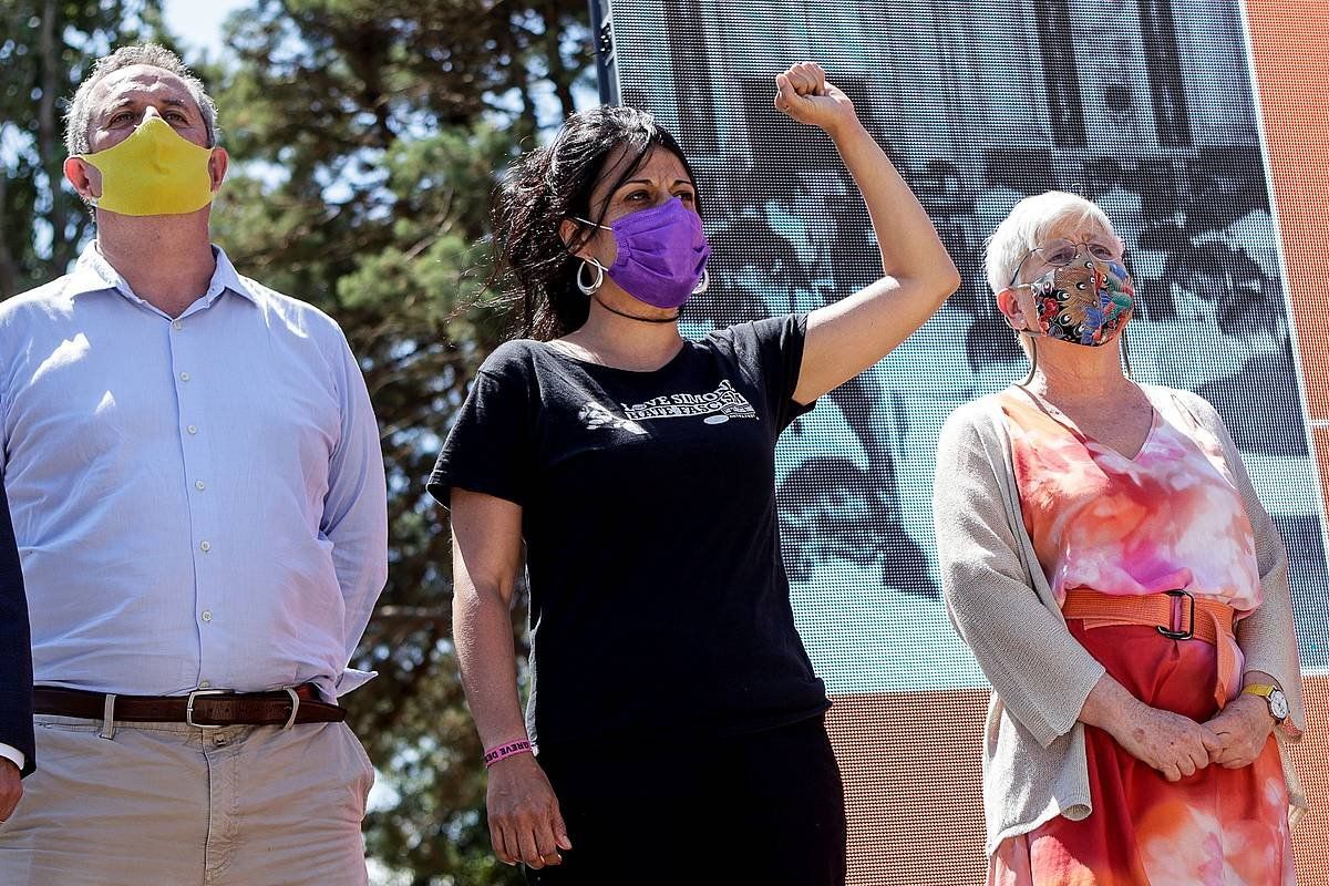 Joaquim Forn, Anna Gabriel eta Clara Ponsati diputatu ohiak, Elnan. QUIQUE GARCIA, EFE