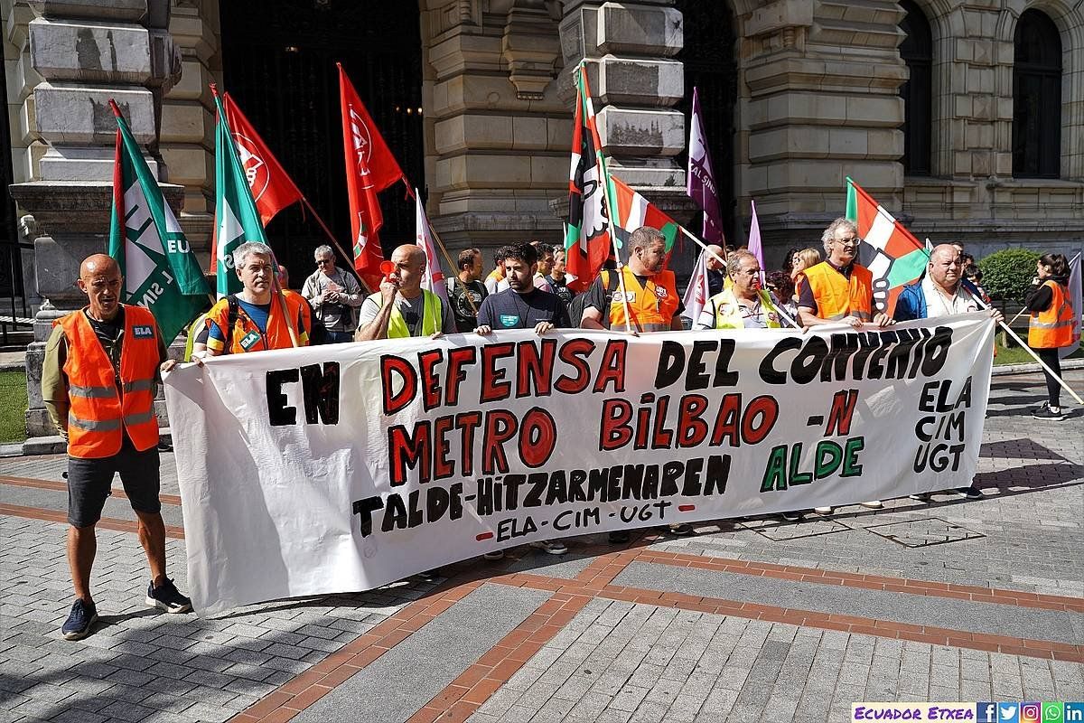 Bilboko Metroko langileen protesta, uztailean. ECUADOR EXEA