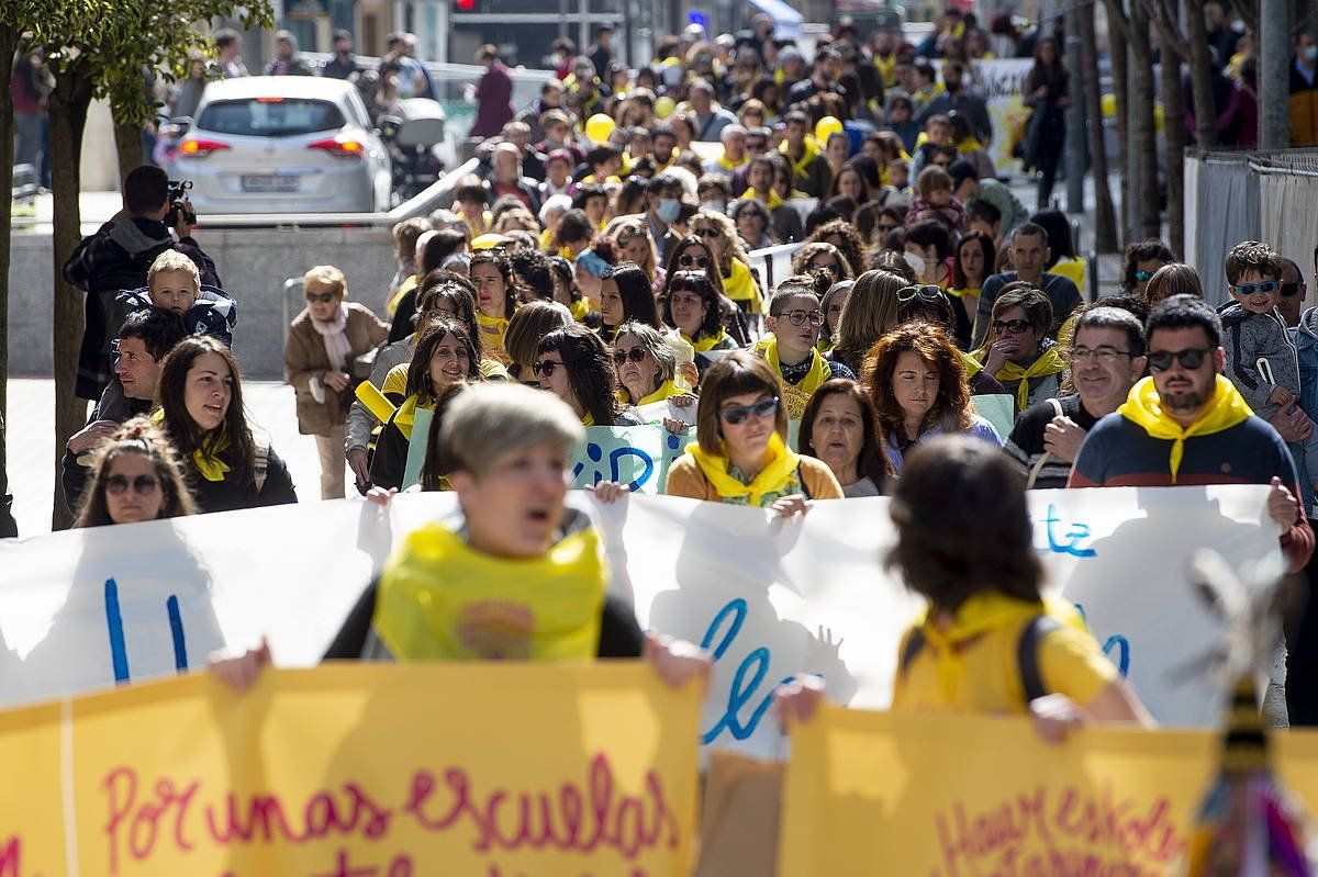 0-3 plataformaren protesta bat, Iruñean. IÑIGO URIZ / FOKU