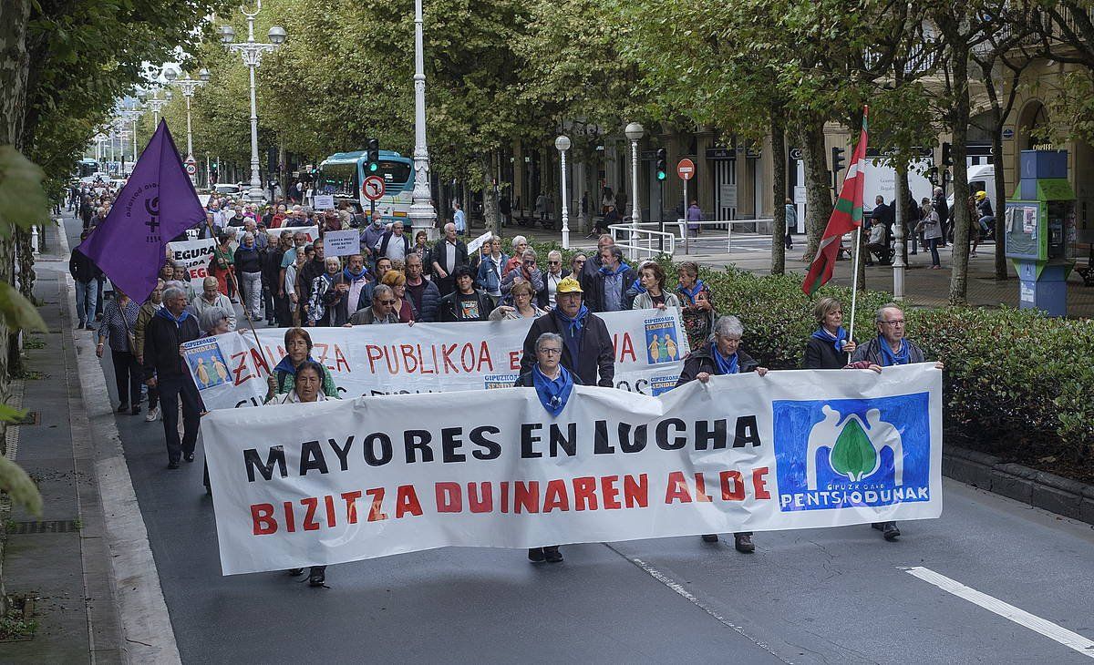 Pentsiodunen Mugimenduak Donostian egindako manifestazioa. JON URBE / FOKU