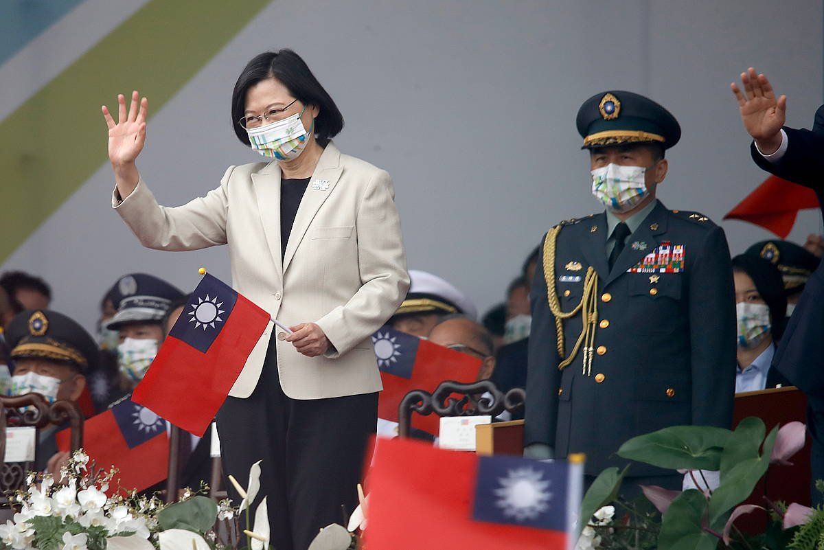Tsai Ing-wen Taiwango presidentea, Taipein, gaur, hitzaldia eman aurretik. DANIEL CENG SHOU YI / EFE