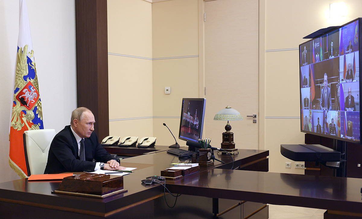 Putin, gaur, Errusiako Segurtasun Kontseiluaren bileran. EFE