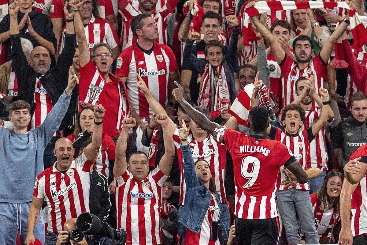 Iñaki Williams gaur sartu duen gola ospatzen, San Mamesen. JAVIER ZORRILLA / EFE