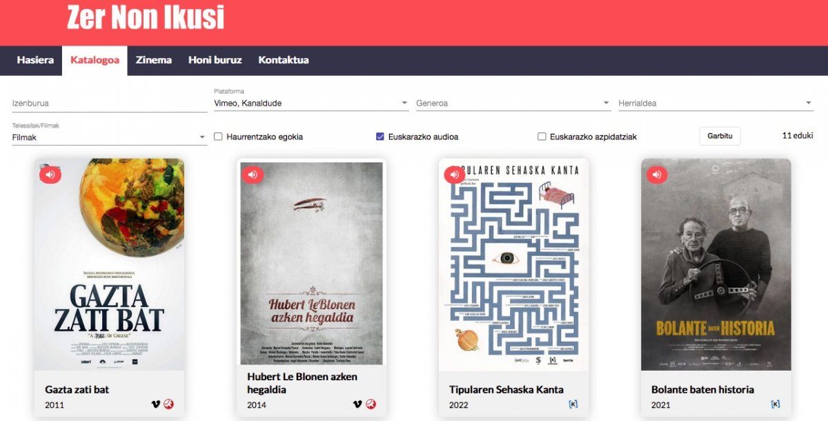 'Zernonikusi.eus'-en euskarazko filmen katalogoa. ZERNONIKUSI.EUS