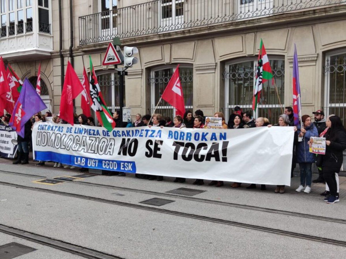 Azpikontratetako langileen protesta. BERRIA