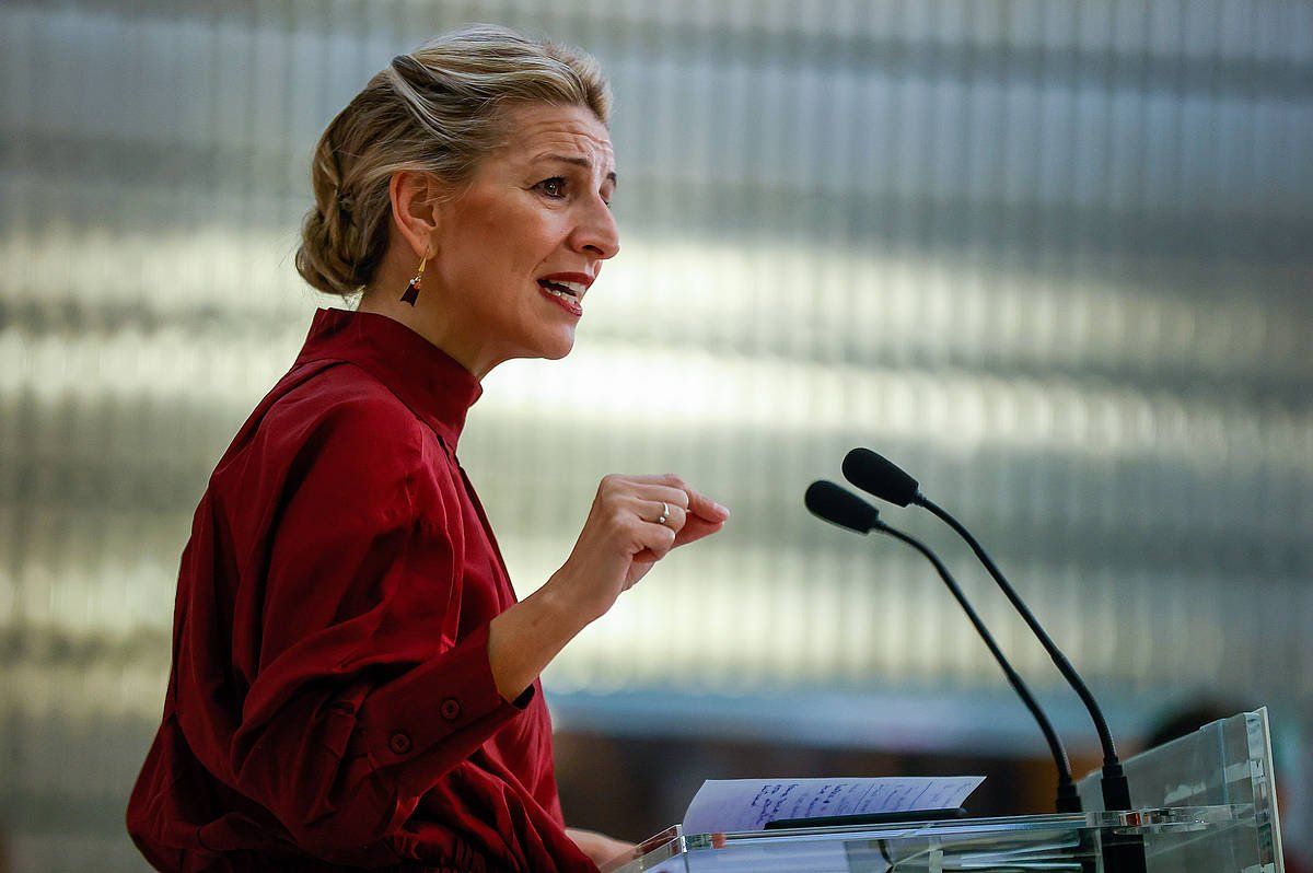 Yolanda Diaz Espainiako Gobernuko Lan eta Gizarte Ekonom ministroa. JUAN CARLOS HIDALGO / EFE