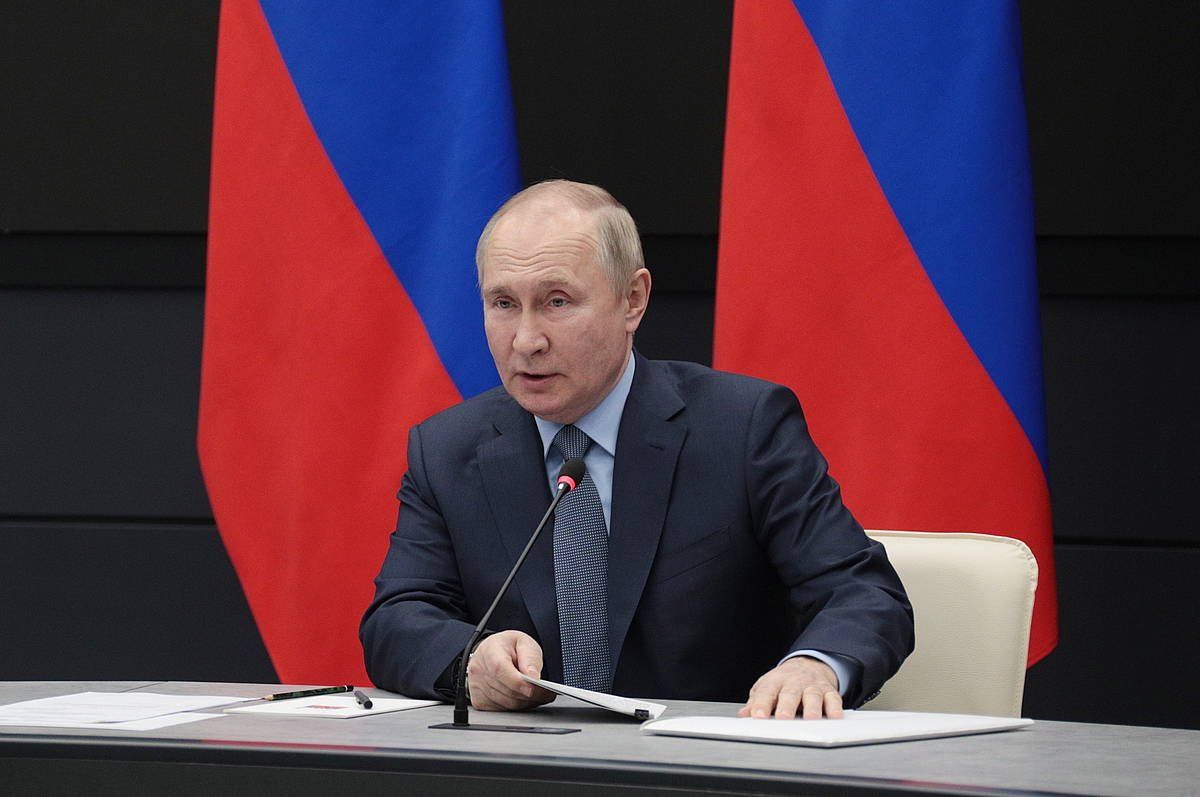 Vladimir Putin Errusiako presidentea, joan den osteguneko bilkura batean, Tulan (Errusia). EFE