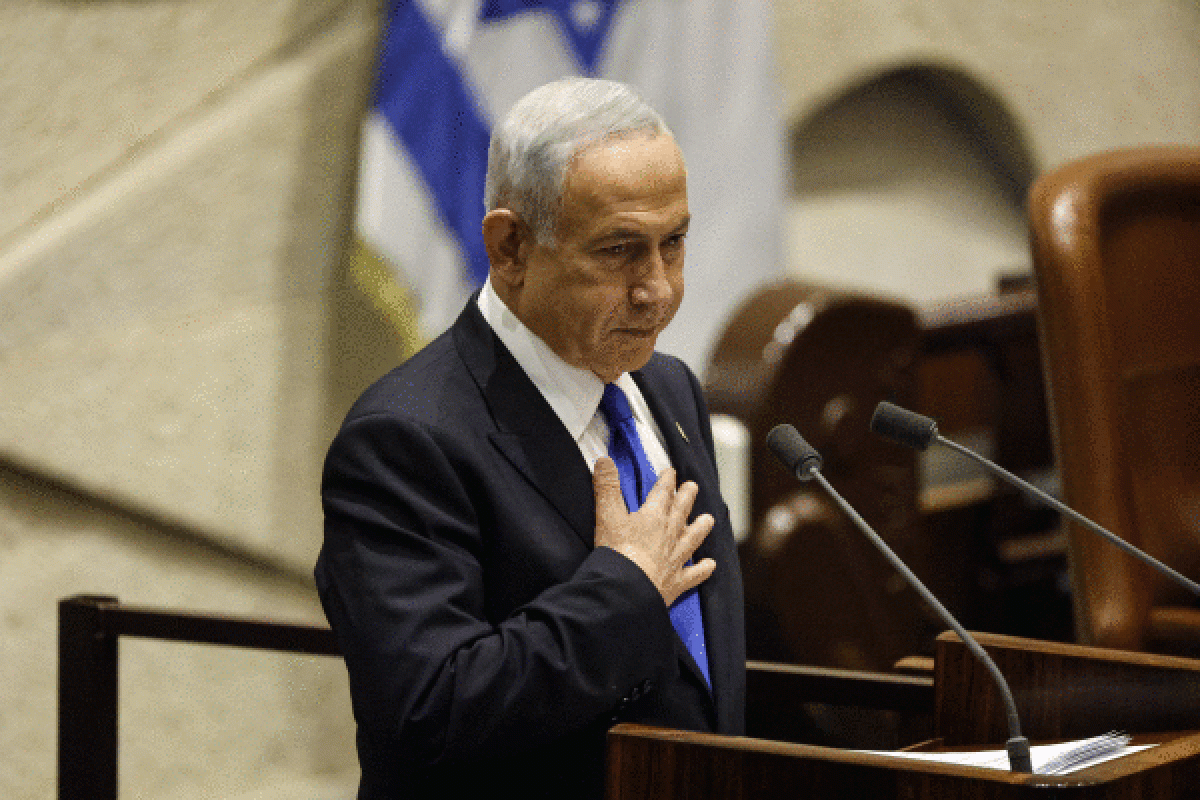 Benjamin Netanyahu Israelgo lehen ministro kargua hartzeko zeremonian, parlamentuan, gaur goizean. AMIR COHEN / EFE