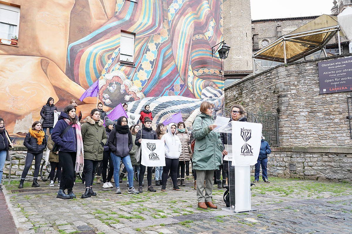 Euskal Herriko mugimendu feministaren agerraldia, gaur, Gasteizen. ENDIKA PORTILLO/ FOKU