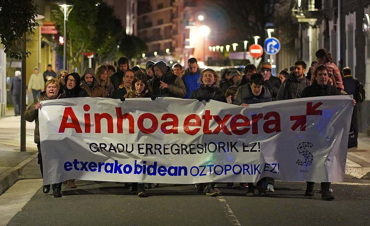 Ainhoa Barbarinen gradu erregresioa salatzeko manifestazioa, aurreko astean. GOTZON ARANBURU / FOKU