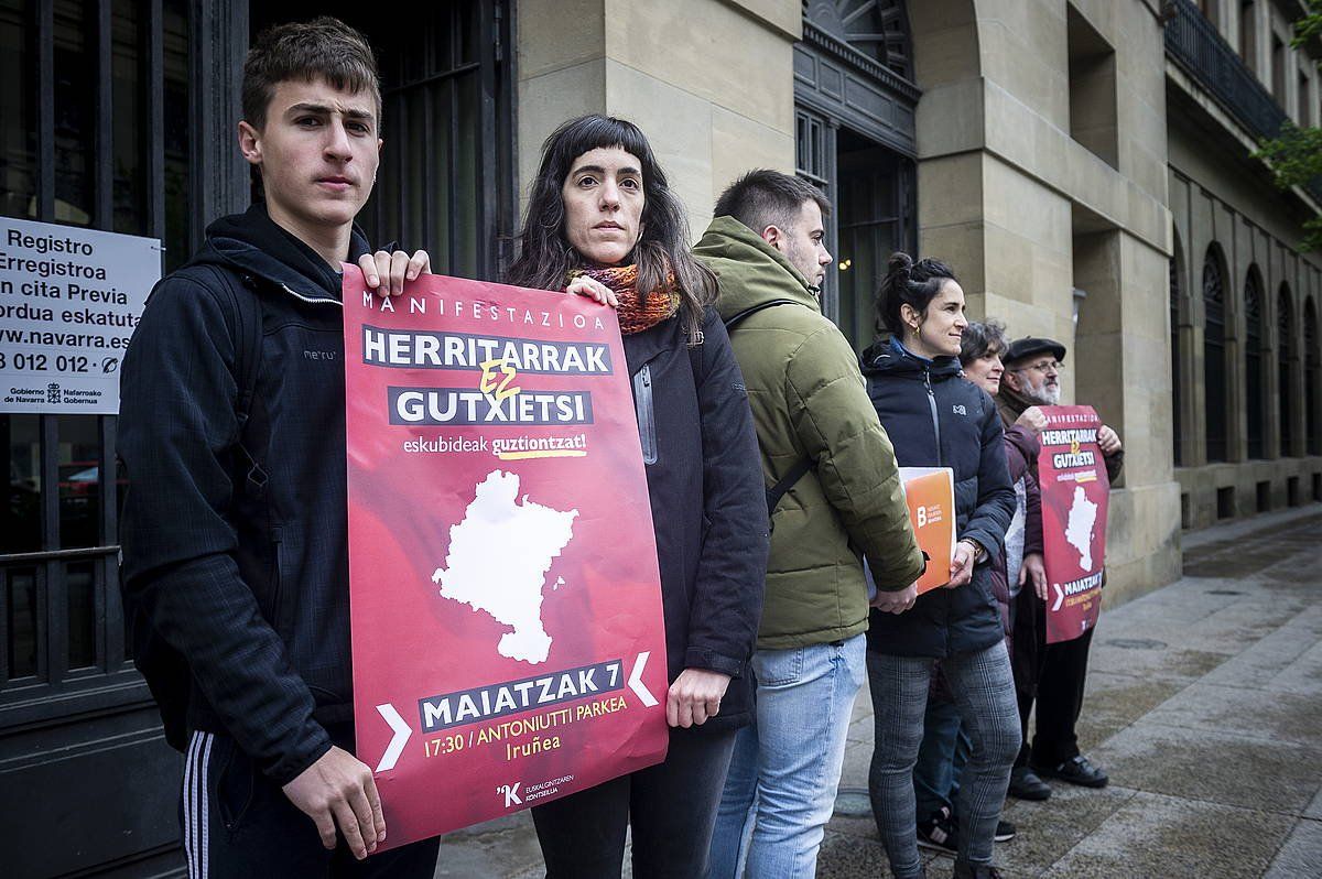 Hizkuntz Eskubideen Behatokiare protesta bat, Iruñean. JAIZKI FONTANEDA / FOKU