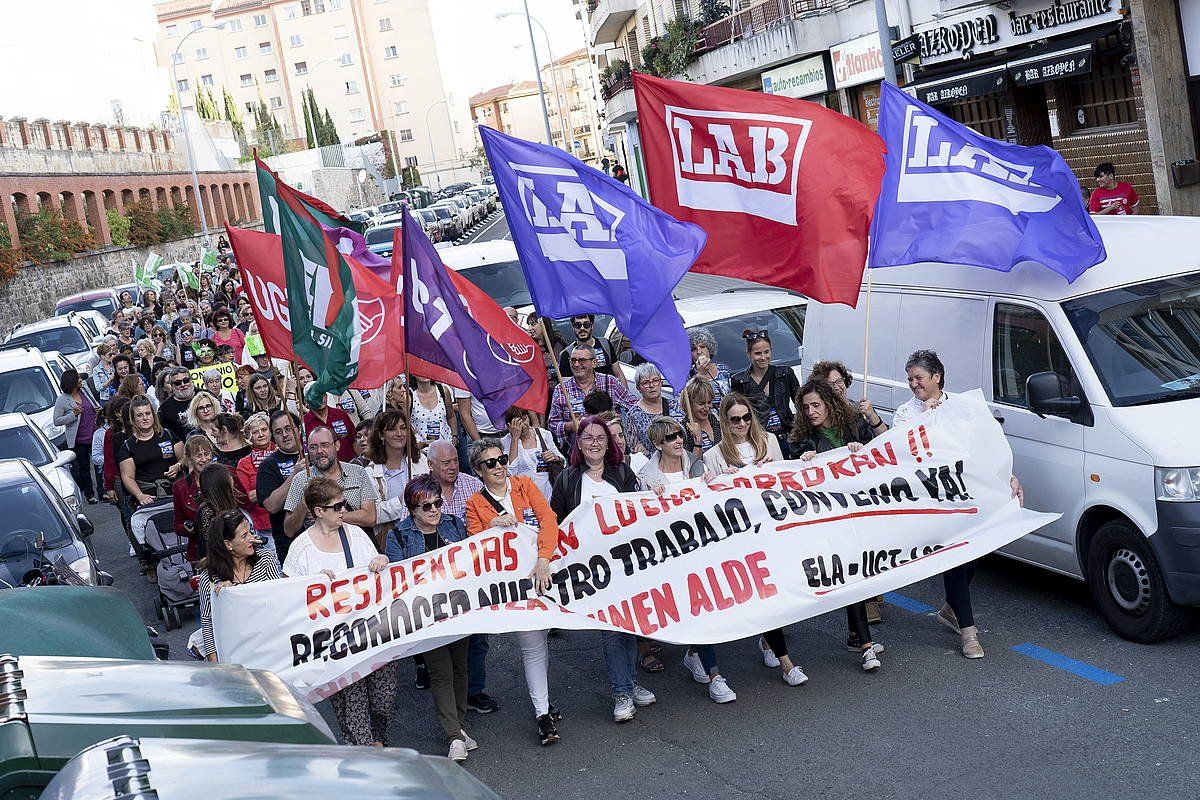 Nafarroako zahar etxeetako langileen manifestazioa, iaz. IñIGO URIZ / FOKU