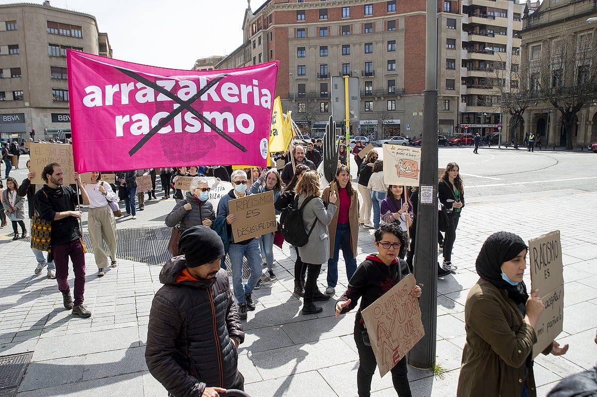 Iaz, arrazakeriaren aurka Iruñean egin zen manifestazioa. IñIGO URIZ