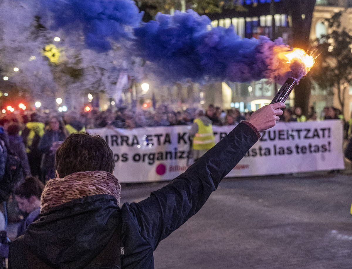 Indarkeria matxistaren aurkako protesta bat, Bilbon, artxiboko irudi batean. MARISOL RAMIREZ / FOKU