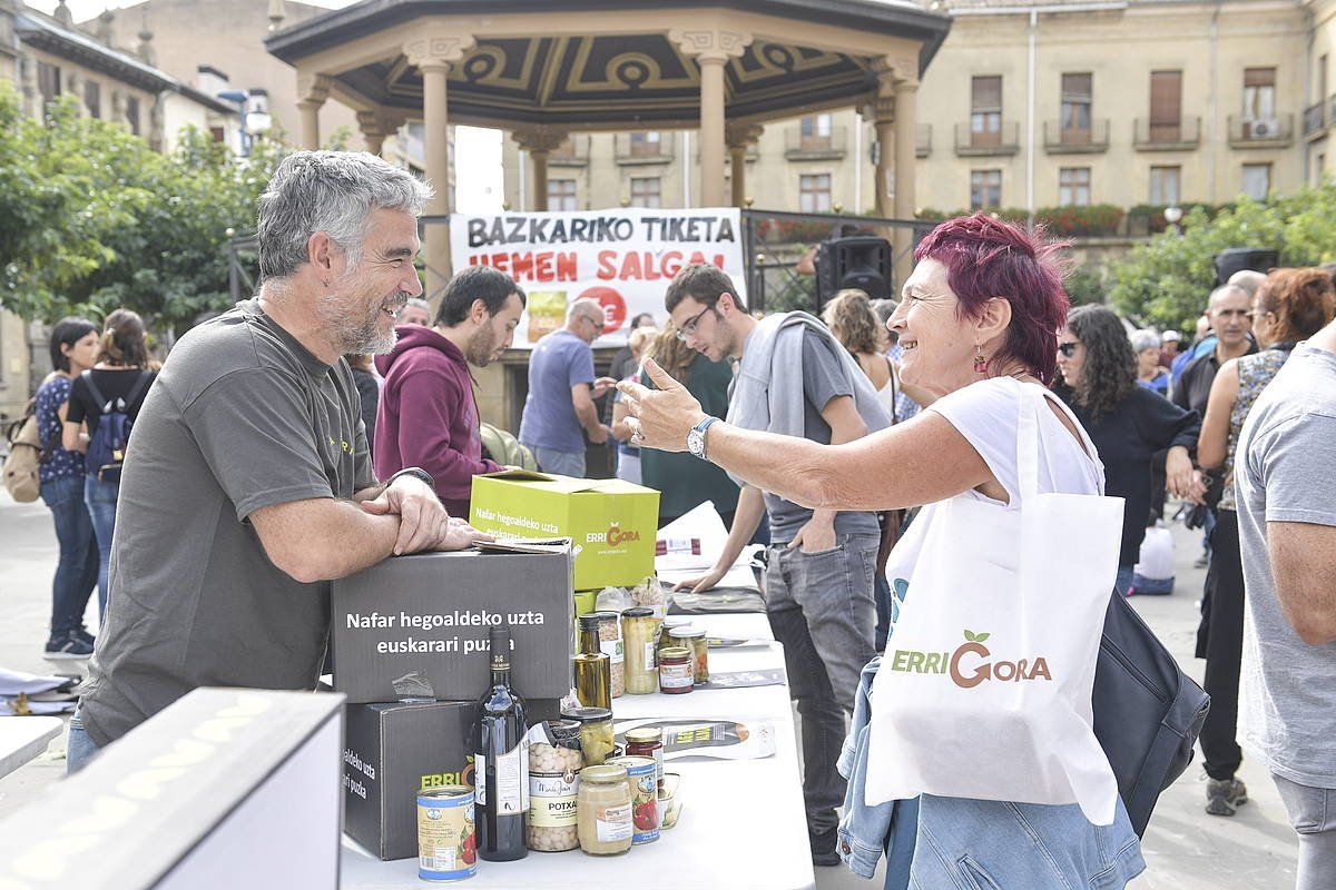 Errigorak Agerraldia egitasmoa aurkeztu zuen eguneko argazki bat, Iruñean. IDOIA ZABALETA / FOKU