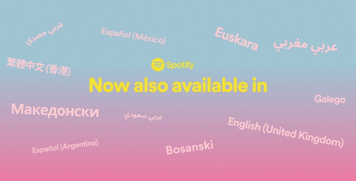 Hizkuntza berriak iragartzeko Spotifyk zabaldutako irudia. SPOTIFY