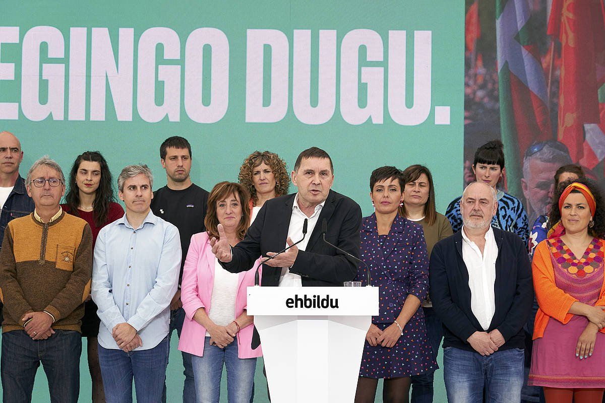 Arnaldo Otegi, atzo, Gasteizen eginiko ekitaldian. L. RICO / EFE