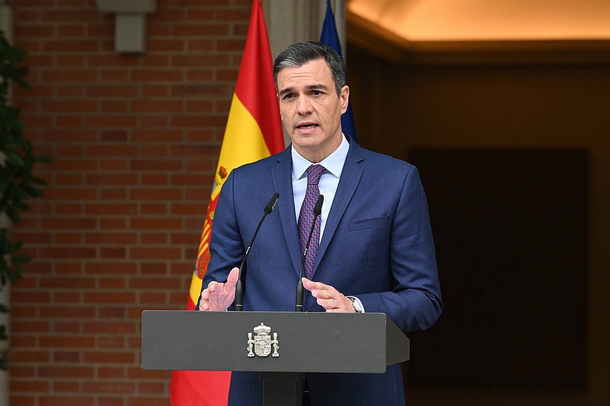 Pedro Sanchez Espainiako Gobernuko presidentea, gaurko agerraldian. BORJA PUIG DE LA BELLACASA, EFE