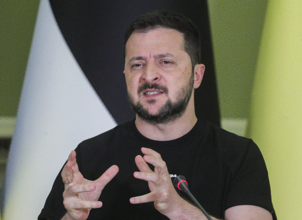 Zelenski, atzo, agerraldi batean. EFE