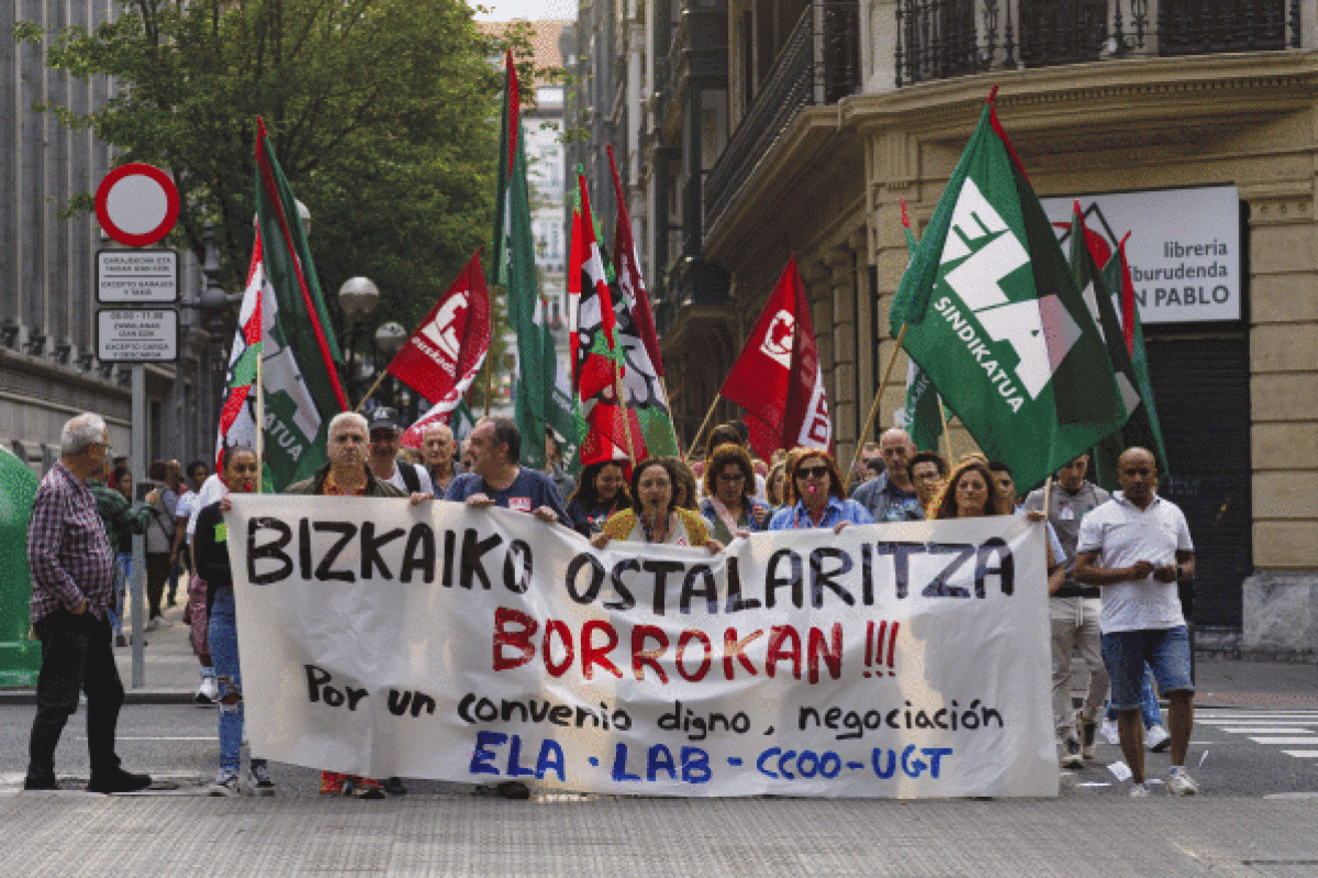 Bizkaiko ostalaritza sektorearen protesta, artxiboko irudi batean. ARITZ LOIOLA / FOKU