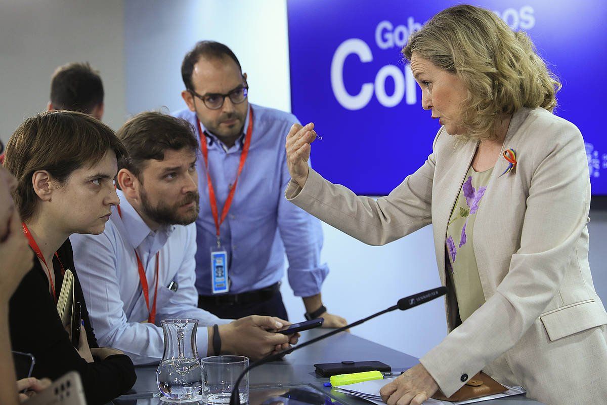 Nadia Calviño Espainiako Ekonomia ministroa, gaur, Madrilen. FERNANDO ALVARADO / EFE