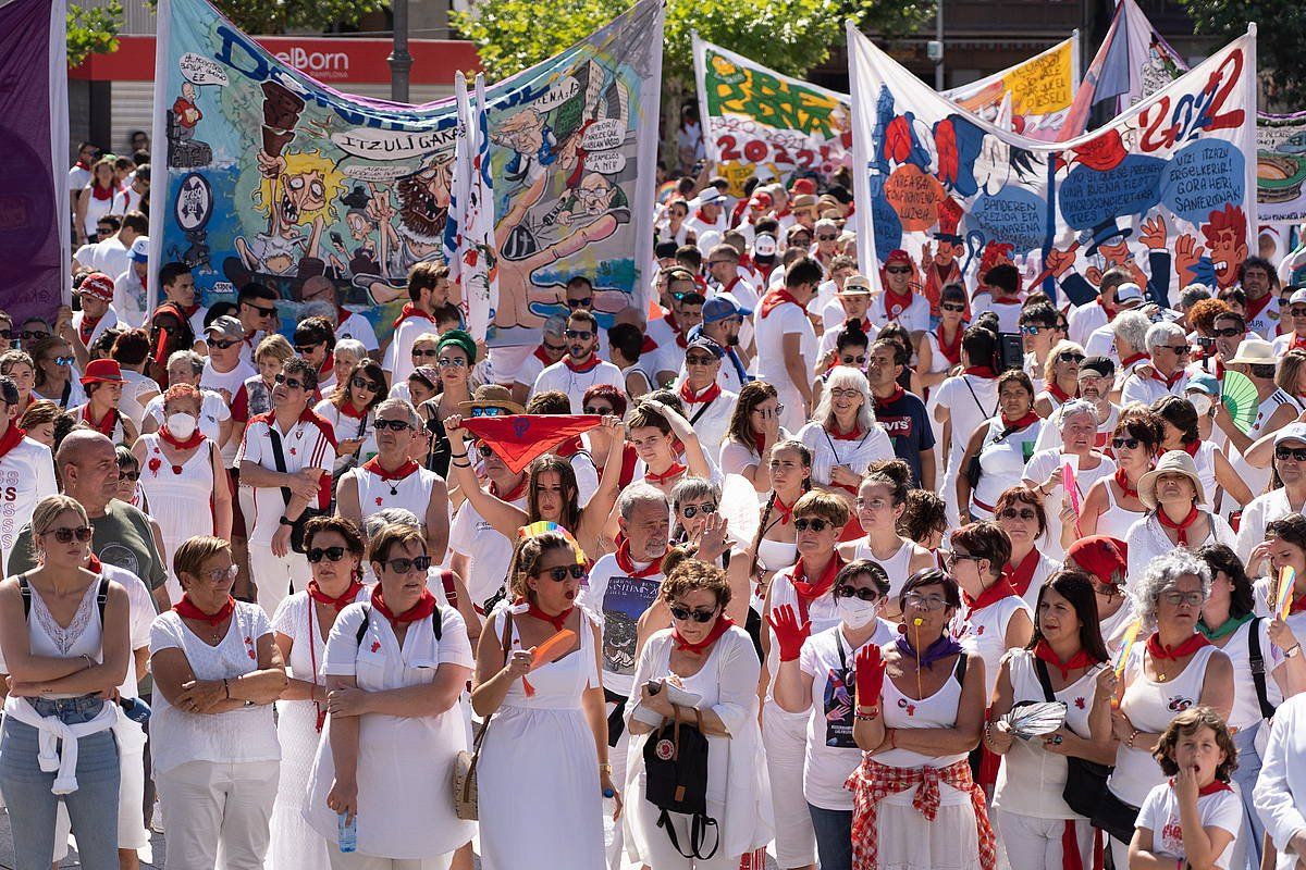 Sexu eraso baten kontrako protesta, iazko sanferminetan. JAGOBA MANTEROLA / FOKU